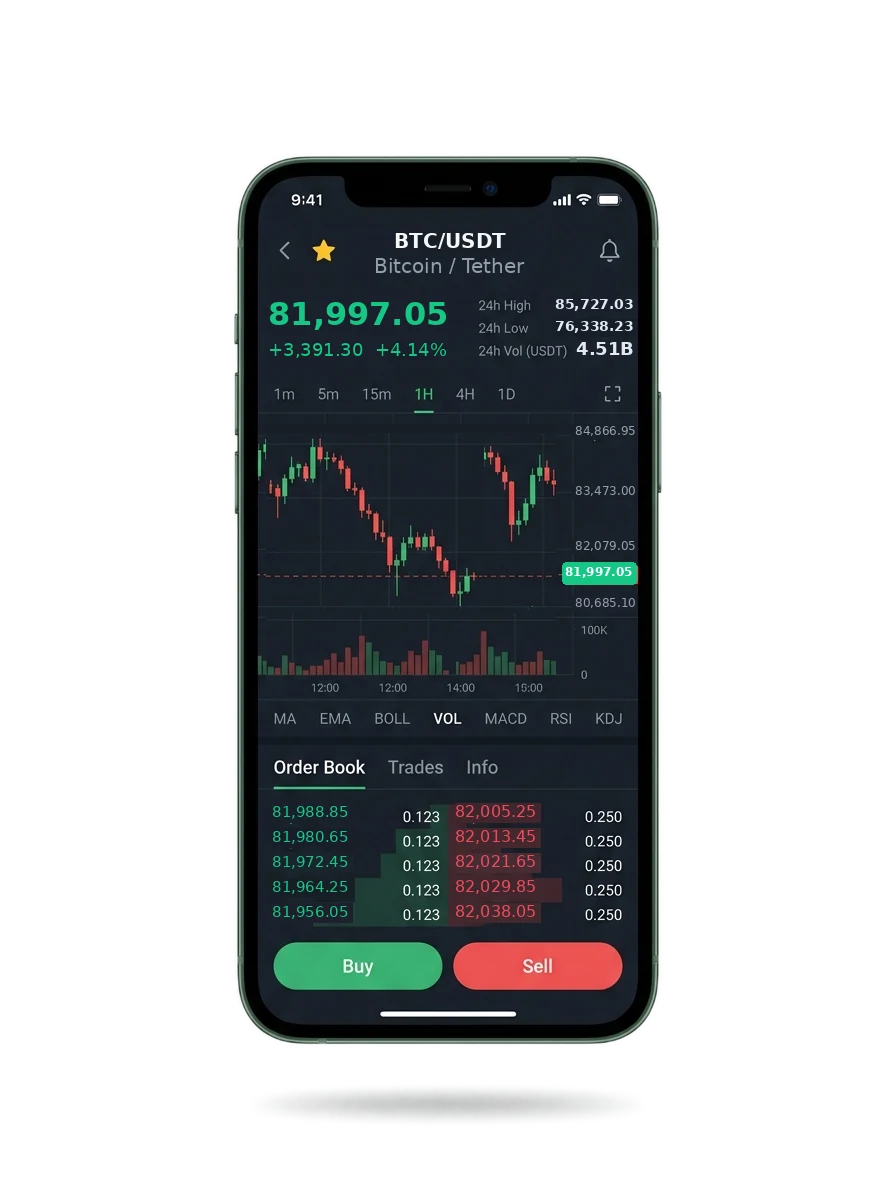 The same portfolio view on a phone screen